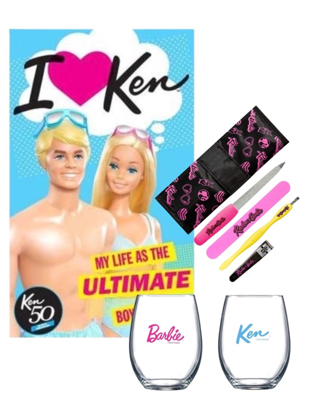Barbie & Ken “Cozy Night In” Manicure Set, Book & Wine Glasses Bundle